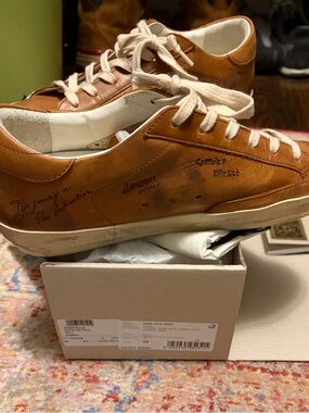 NWT Golden Goose Superstar Women’s Curio Leather Sneakers with Cream Laces 39